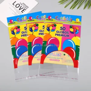 BOPP OPP Clear Food Grade Moisture-Proof Leak-Proof Reusable Self-Adhesive Seal Bags with Hanging Hole for Balloons