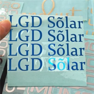 BOTU Custom Printed Waterproof Cold Transfer Clear 3D Nickel Labels with Gold Foil Metal Black Logo