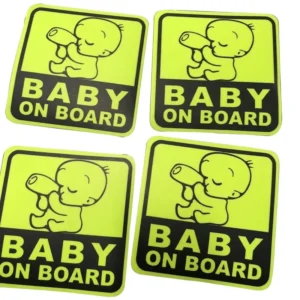 Baby on Board Fluorescent Neon Yellow Waterproof Vinyl Rear Window Bumper Decal