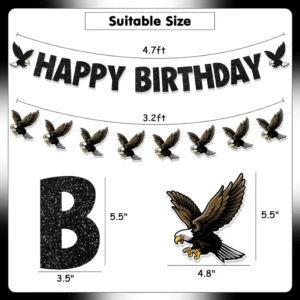 Bald Eagle Happy Birthday Banner with Garland for Birthday Party Decorations