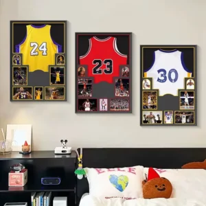 Basketball Frame Display Case Stars Stephen Porcelain Oil Canvas Wall Art For Boys Children’s Bedroom Bedside Decoration