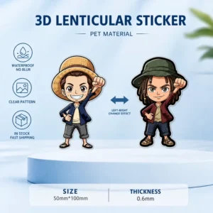 Best Cute Anime Lenticular 3D Motion Stickers Waterproof PET UV-Printed for Cars, Laptops, and Refrigerators