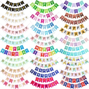 Big Size Golden Sparkle Happy Birthday Paper Banner Party Funny Birthday Party Supplies Nursery Hanging Fish Tail