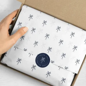 Biodegradable PE Transparent Synthetic Tissue Paper Custom Logo Pattern Botanic Luxury Packaging Gift Box
