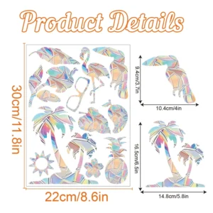 Bird Window Stickers Anti Collision Window Stickers Adhesive Free Window Stickers Residual Bird Prism PVC Stickers for Preservation