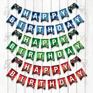Birthday Party Game Handle Pull Flag Paper Banner Kids Toy Party Decoration