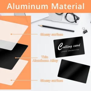 Black Aluminum Business Cards 500pcs Digital Printing or CNC Laser Engraved Custom Blank Multipurpose Cards
