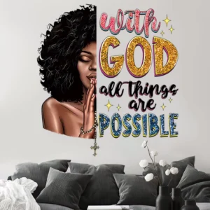 Black Girl Wall Stickers Quote Inspiration Self Adhesive Wall Stickers for Bedroom Bible Verse for Women