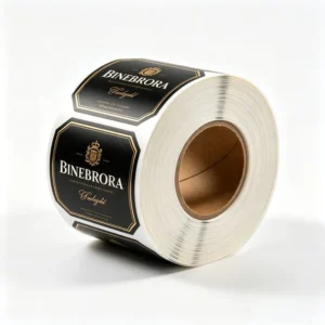 Black Gold Foil Vinyl Cosmetic Labels Roll Embossed Self-Adhesive Stickers for Essential Oil and Blush