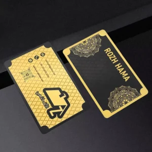 Black Gold Metallic PVC Magnetic Business Card with Custom Logo and QR Code