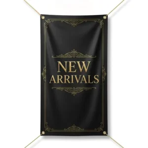 Black Gold Portable Waterproof PVC Mesh Vinyl Hanging Banner for High-End Retail Store Advertising
