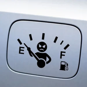 Black UV-Printed Car Fuel Cap Vinyl Decals, High Fuel Consumption Empty Gas Gauge Design