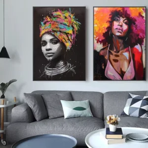 Black White African Nude Woman Cuadros Eco friendly Waterproof Canvas Painting Posters Prints Modern Wall Art Picture Living
