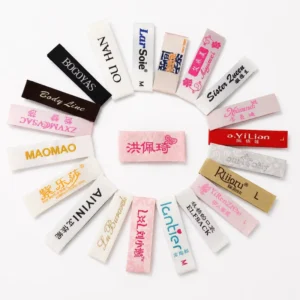 Black Woven End Fold Eco-Friendly Fabric Labels for Clothing Garment Care Tags