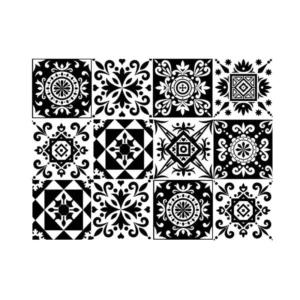 Black and White Tile Wall Stickers for Bathroom and Kitchen