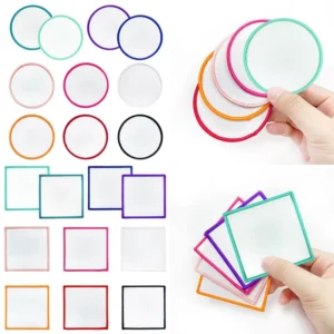 Blank Round Square White Sublimation Patches Custom Canvas Appliques Merrow Edge Embroidered Badges for Trucker Hats DIY