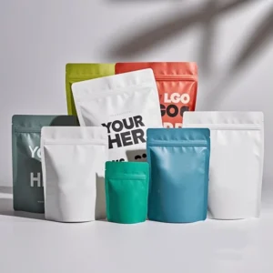 Blank Stand-Up Zipper Matte Colorful Plastic Packaging Pouches for Food