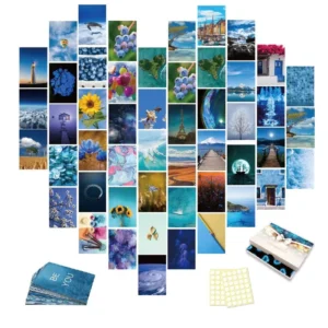 Blue Boho 4×6-Inch Sea, Sky, and Fruit Wall Collage Print Kit