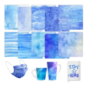 Blue Watercolor Vinyl Heat-Infusible Transfer Ink Paper for Sublimation Machine DIY T-Shirt Printing