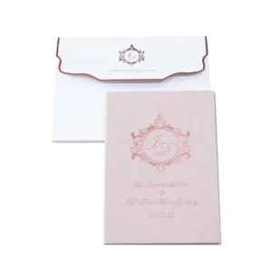 Blush Pink Hardcover Wedding Invitation Book Custom Invite With Velvet Pocket Card RSVP Card Velvet Envelope