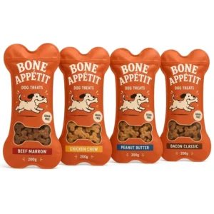 Bone-Shaped Dog Treat Stand-Up Pouch with Window, Resealable Zip, and Die-Cut Design