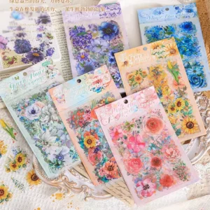 Botanical Series Vintage 6-Sheet Transparent PET Flower and Plant Stickers