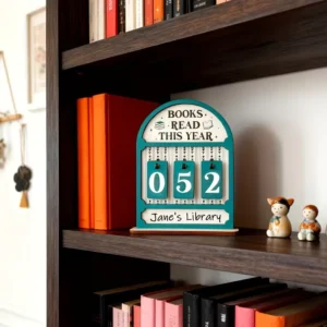 Boxwood Reading Counter Table Calendar with Striped Star Pattern Arch-Shaped