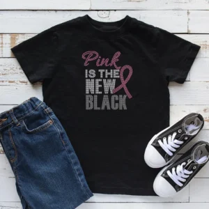 Breast Cancer Pink Ribbon Rhinestone Heat Transfer Design