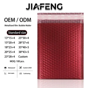 Burgundy Metallized Bubble Mailer Bag, 15×20, 20×25, 25×30 cm, for Clothing and Jewelry Shipping