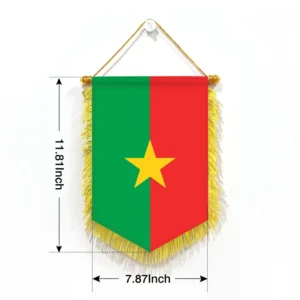 Burkina Faso Flag Red Green Yellow Banner 20*30cm Five-Pointed Star Pattern Flowing Soviet Border African Cultural Exhibit