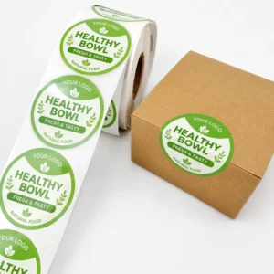 Business Brand Logo Adhesive Food Labels Waterproof Vinyl Sealing Round Paper Packaging Labels Roll Custom Stickers Roll