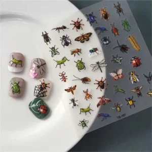 Butterfly and Ladybug Nail Decoration Stickers, Biological Insect Nail Art Decals