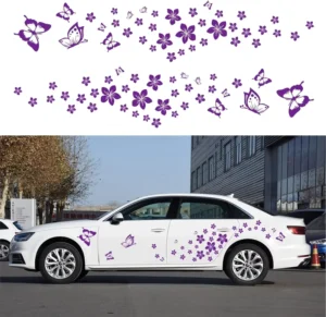Butterfly with Flower Graphic Car Decal Car Body Sticker DIY Mini Floral Self-Adhesive Car Side Vinyl Sticker Hood Decal