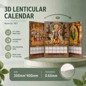 CMYK Plastic LCD Display 3D Lenticular Printing Calendar with India God Design