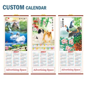 Calendar China Logo Chinese Bamboo Wall Scroll Calendar Animal Style Promotional Business Printed on Paper