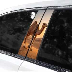 Camel Theme Car Window Pillar Decals PVC Waterproof Anti Scratch Durable 3D Animal Protective Universal Vehicles