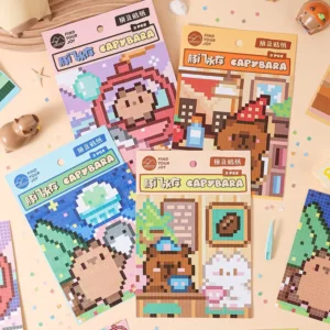 Capybara Eternal Groups Series Perler Bead Stickers with Small Square Stickers Fun Activity for Kids & Adults