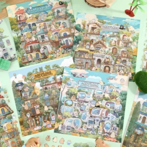 Capybara Jungle Community 3D Scene Waterproof Paper & PET Die-Cut Adhesive Stickers for Promotional Gifts