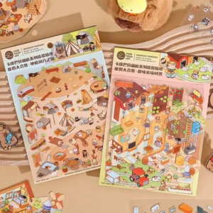 Capybara Scene Series 3D Cartoon Decorative Sticker Paper PET Waterproof Self-Adhesive