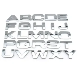 Car Bonnet and Trunk Adhesive Chrome Letters and Numbers Badge Stickers