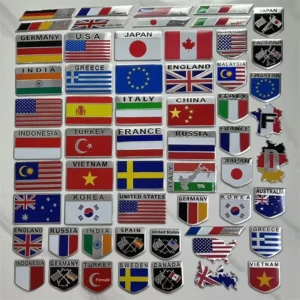 Car Stickers Metal Aluminum Alloy National Flag Car Modification Body Decoration