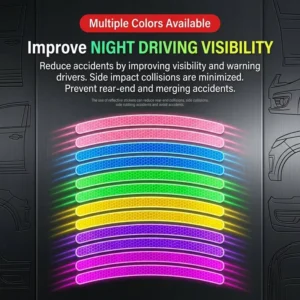 Car Wheel Reflective Tape Tire Anti-Collision Rubber Strip Rim Decal for Motorcycle Scooter