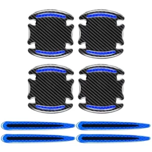 Carbon Fiber Reflective Car Door Bowl Protector Stickers Universal Self Adhesive Anti Scratch Handle Decor Decals for All Vehicles
