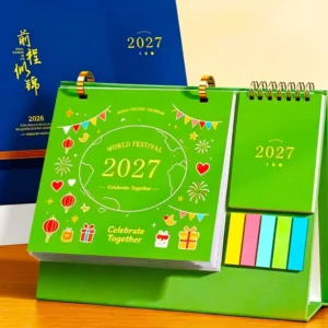 Cardboard Wire-O Binding Foldable Monthly Table Calendar