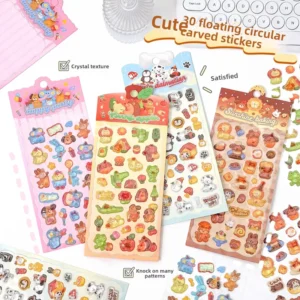Cartoon 3D Crystal PVC Relief Stickers for Decoration, Cups and Phones