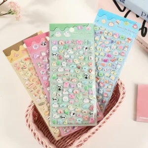 Cartoon Animal Bubble Cotton Stickers for Cats & Dogs Waterproof DIY Decorative Stickers for Children’s Journals