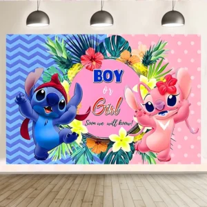 Cartoon Backdrop for Baby Shower Gender Reveal Boy or Girl Party Birthday Decoration