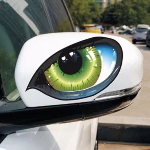 Cartoon Cat Eyes Logo Car Stickers Green Peeking Eye Decals for Rearview Mirror Exterior Car Stickers