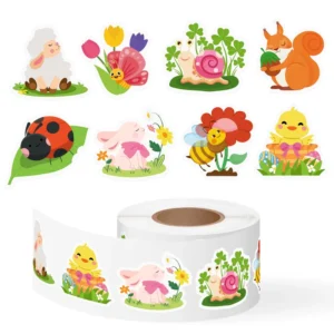 Cartoon Colorful Insect and Squirrel Self-Adhesive Stickers for Teacher Rewards