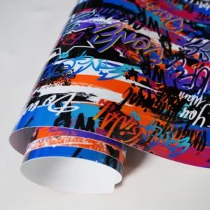 Cartoon Graffiti Self-Adhesive Vinyl Wrap Film for Cars and Motorcycles